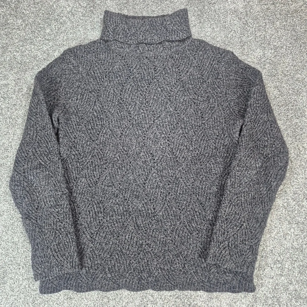 Sundance Champlain Turtleneck Sweater Womens Large Gray Knit Cotton Silk Blend